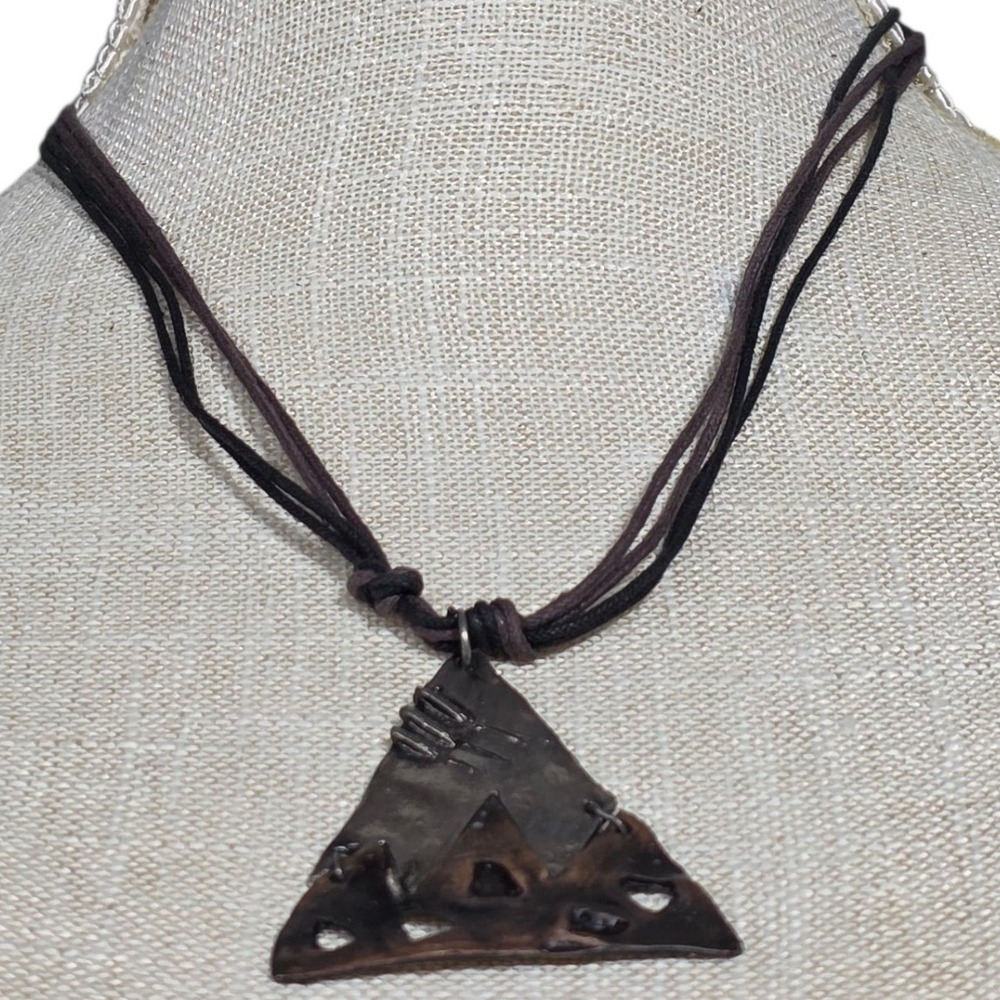 Triangle Pendant Necklace Boho Statement Jewelry Adjustable Cord‎